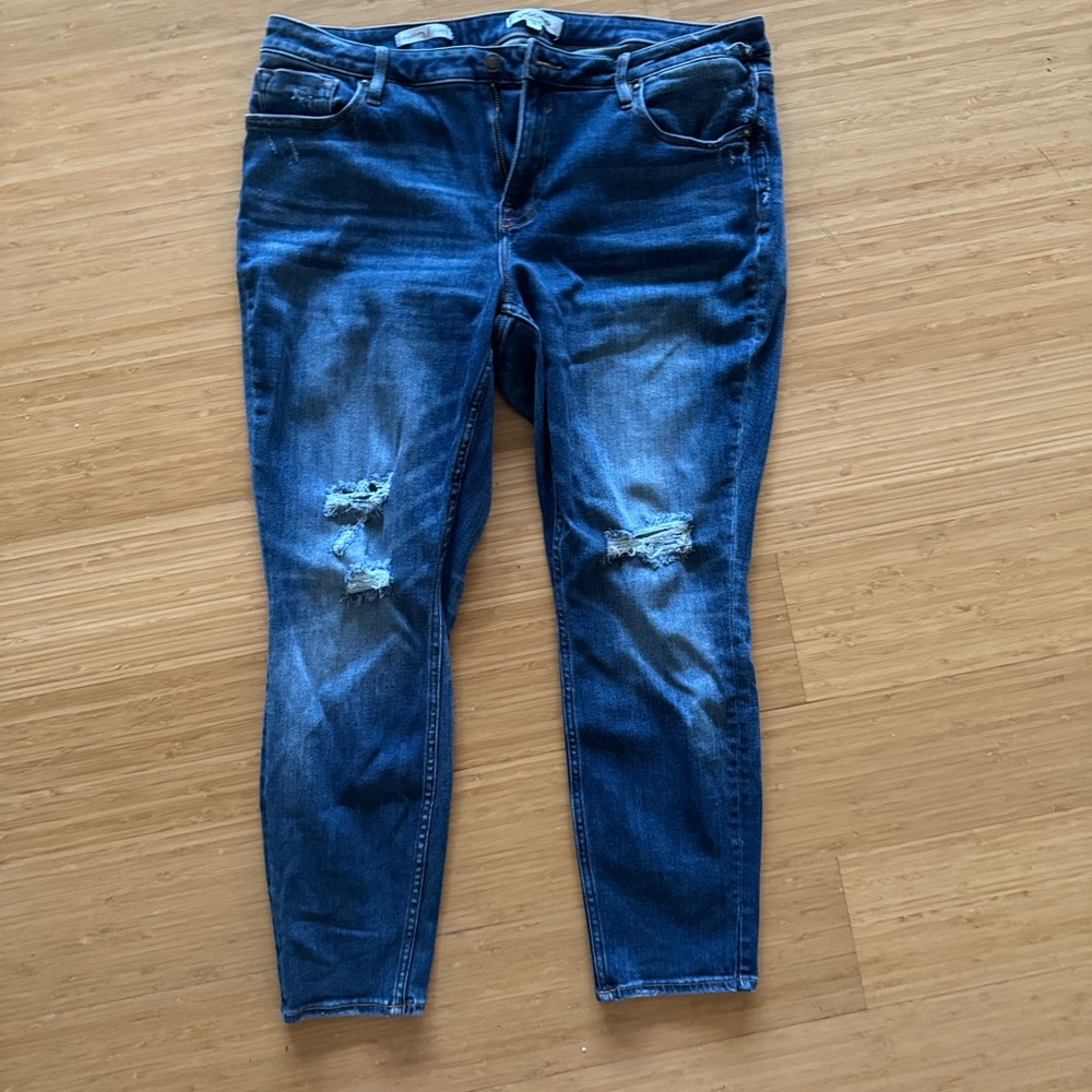 Vigoss Jagger Mid Rise Distressed Skinny Jeans – Dark Wash Size 18